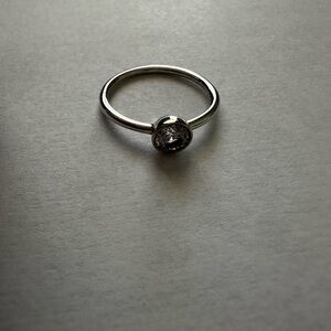 Pandora Sterling Silver Solitaire CZ Ring 925 Bezel Set Minimalist Stack Ring